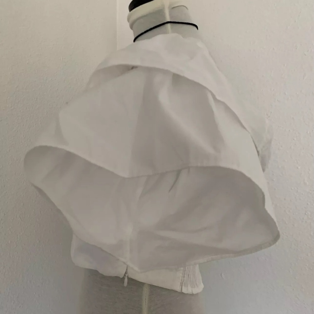 ZARA Womens Junior Girls Size L White Cropped Top Blouse Short Ruffle Sleeve - Picture 4 of 16